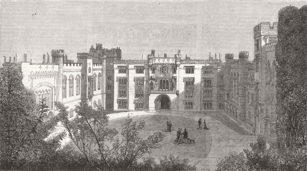 SUSSEX. Duke of Norfolk wedding. Quad, Arundel Castle 1877 old antique print